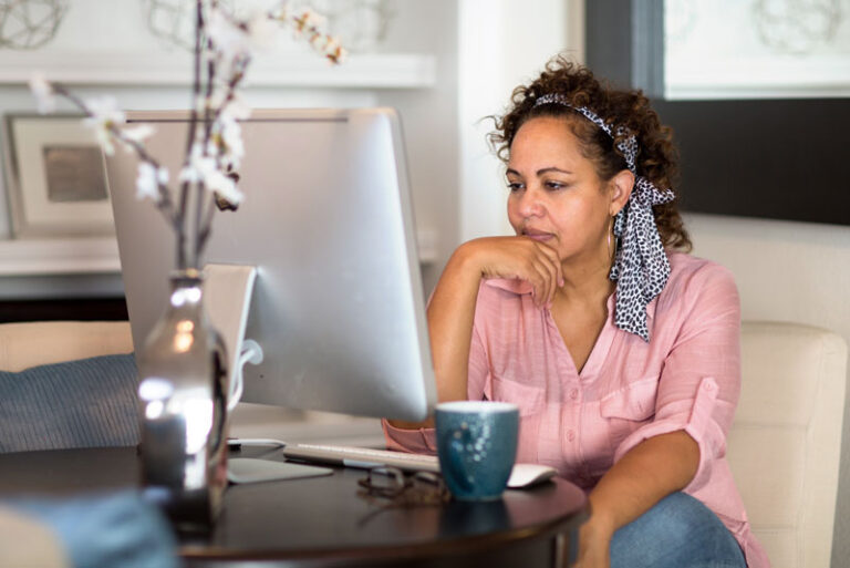 Dental implant patient researching dental procedures